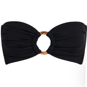 Montce Swim black rib Tori bandeau bikini top M